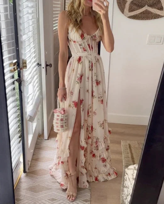 Floral Elegant Evening Midi Dress For Women