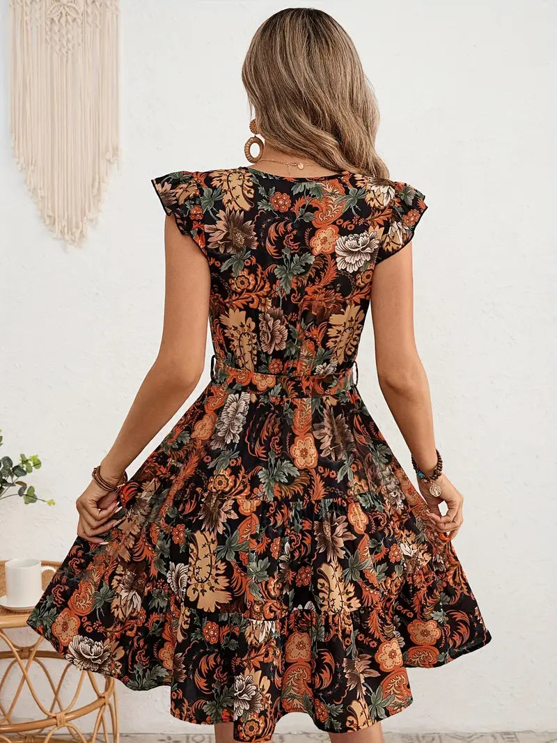 Elegant Floral Midi Dress for Women