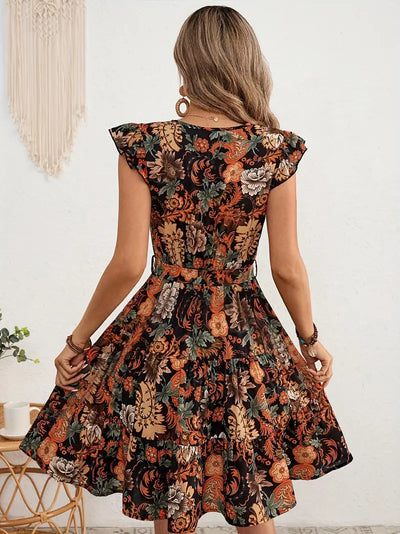 Elegant Floral Midi Dress for Women
