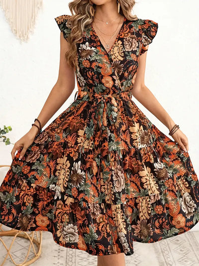 Elegant Floral Midi Dress for Women