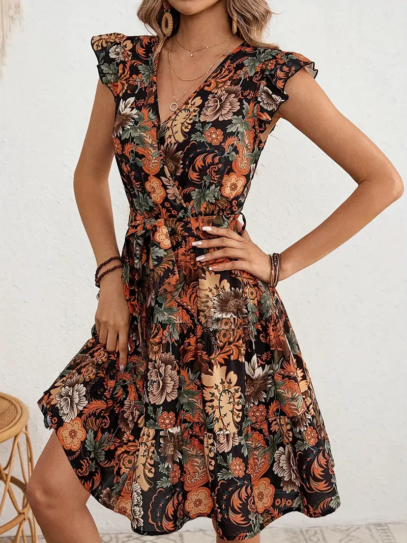 Elegant Floral Midi Dress for Women
