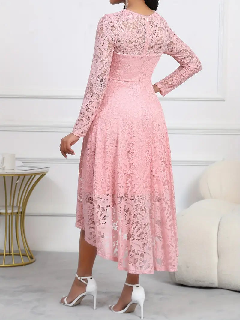 Elegant Lace Midi Dress With Sleeves for Women