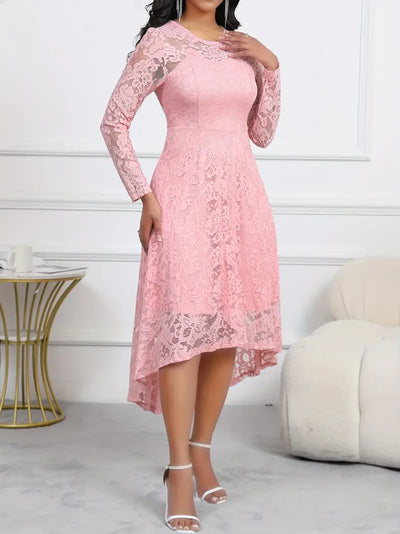 Elegant Lace Midi Dress With Sleeves for Women