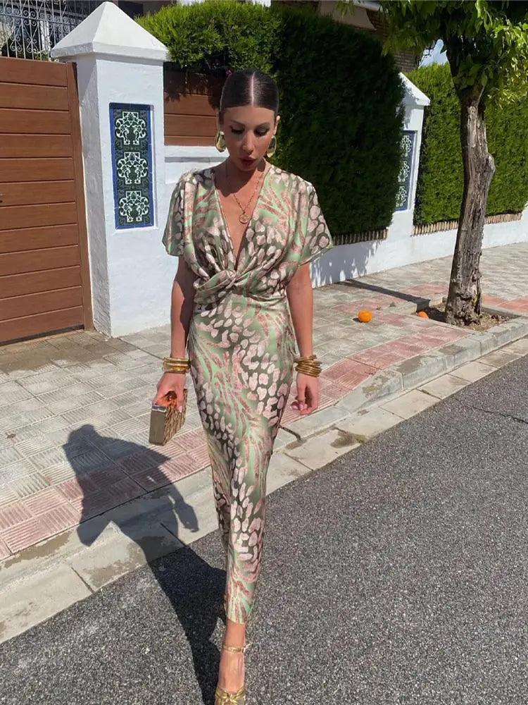 Elegant Floral Midi Dress For Women