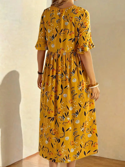 Floral Maxi Dress With Contrast Details for Women