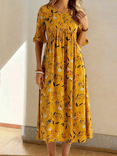Floral Maxi Dress With Contrast Details for Women