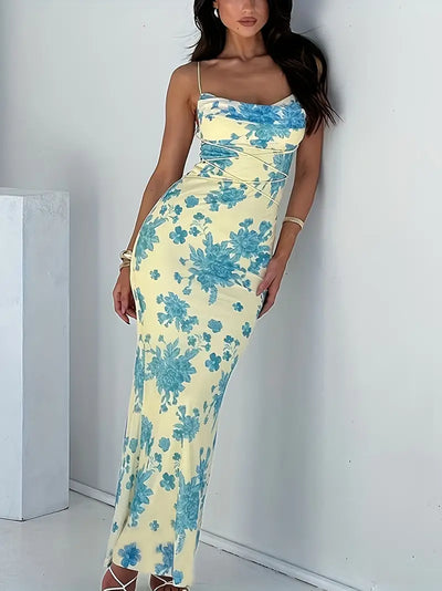 Floral Sleeveless Bodycon Maxi Dress for Women