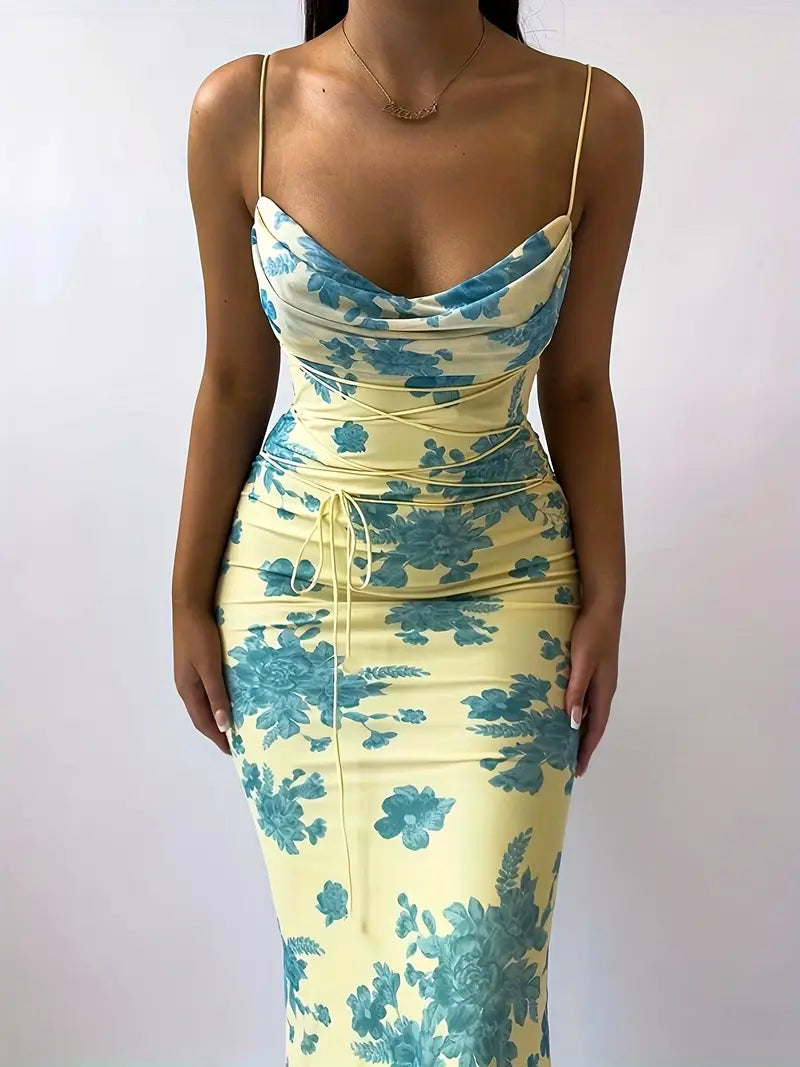 Floral Sleeveless Bodycon Maxi Dress for Women