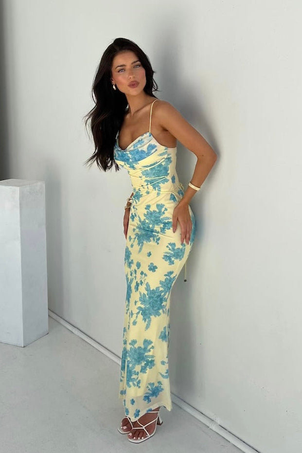 Floral Sleeveless Bodycon Maxi Dress For Women