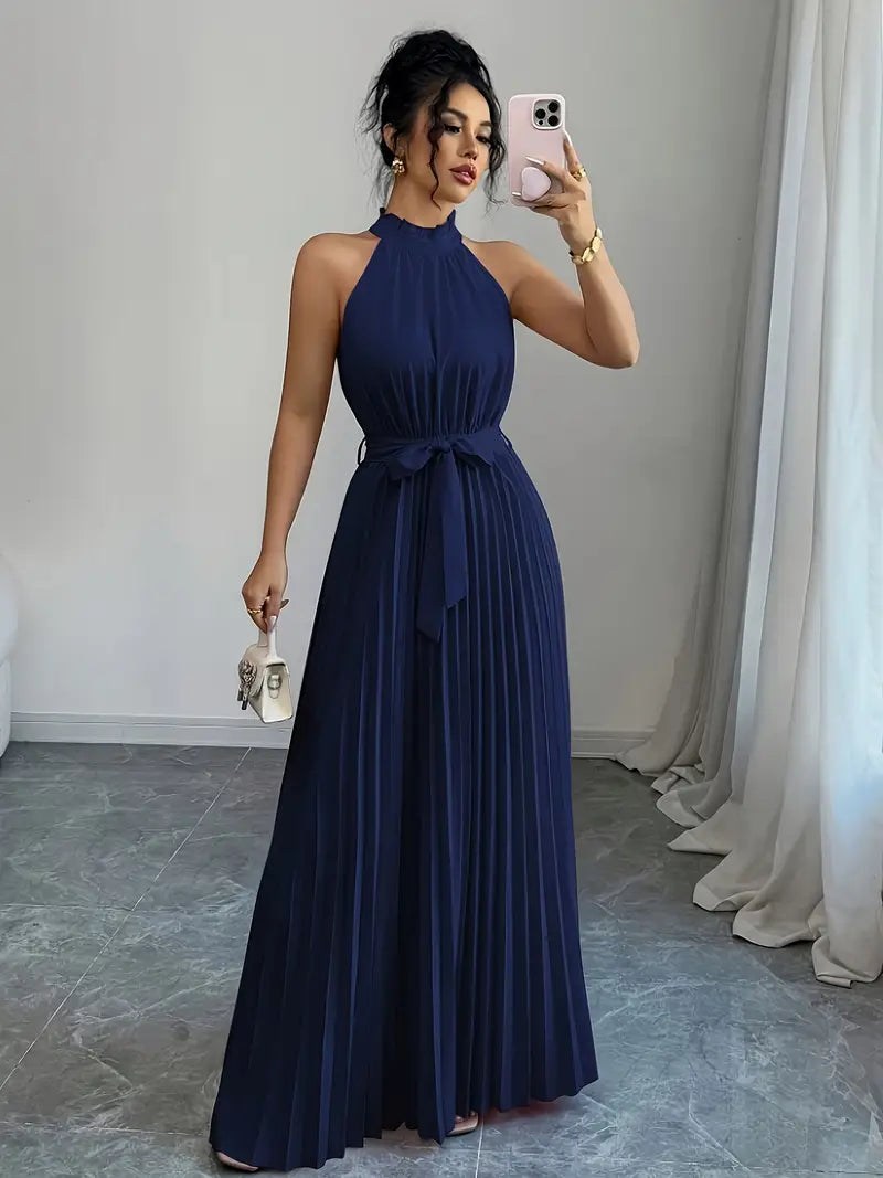 Ruched Strappy A-Line Maxi Dress for Women